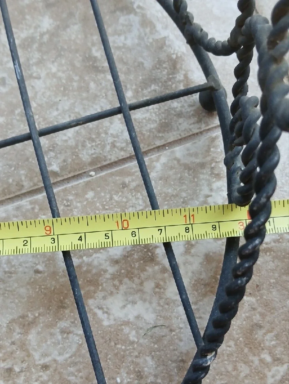 Vintage Black Twisted Metal Scroll Wire Basket, Plant Stand, Plate Rack